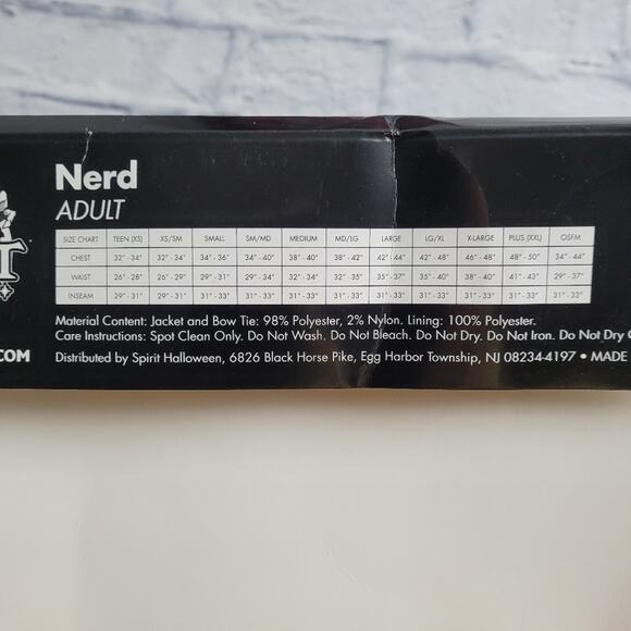 Spirit Halloween Med Nerd Costume Plaid Jacket Pocket Protector Bow Tie Glasses - Picture 9 of 11